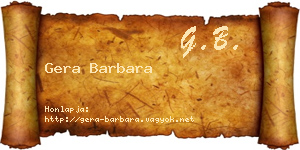 Gera Barbara névjegykártya